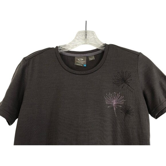 Icebreaker Superfine 190 Pure Merino Wool Shirt Womens Size XS Brown Floral - Picture 2 of 8